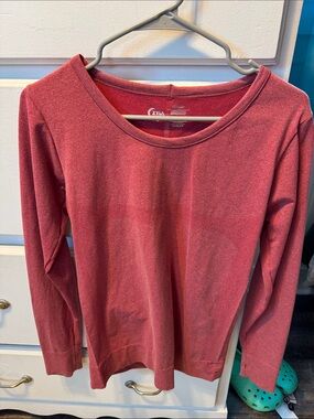 ZYIA Long Sleeve Scoop Neck Tee in Rosewood